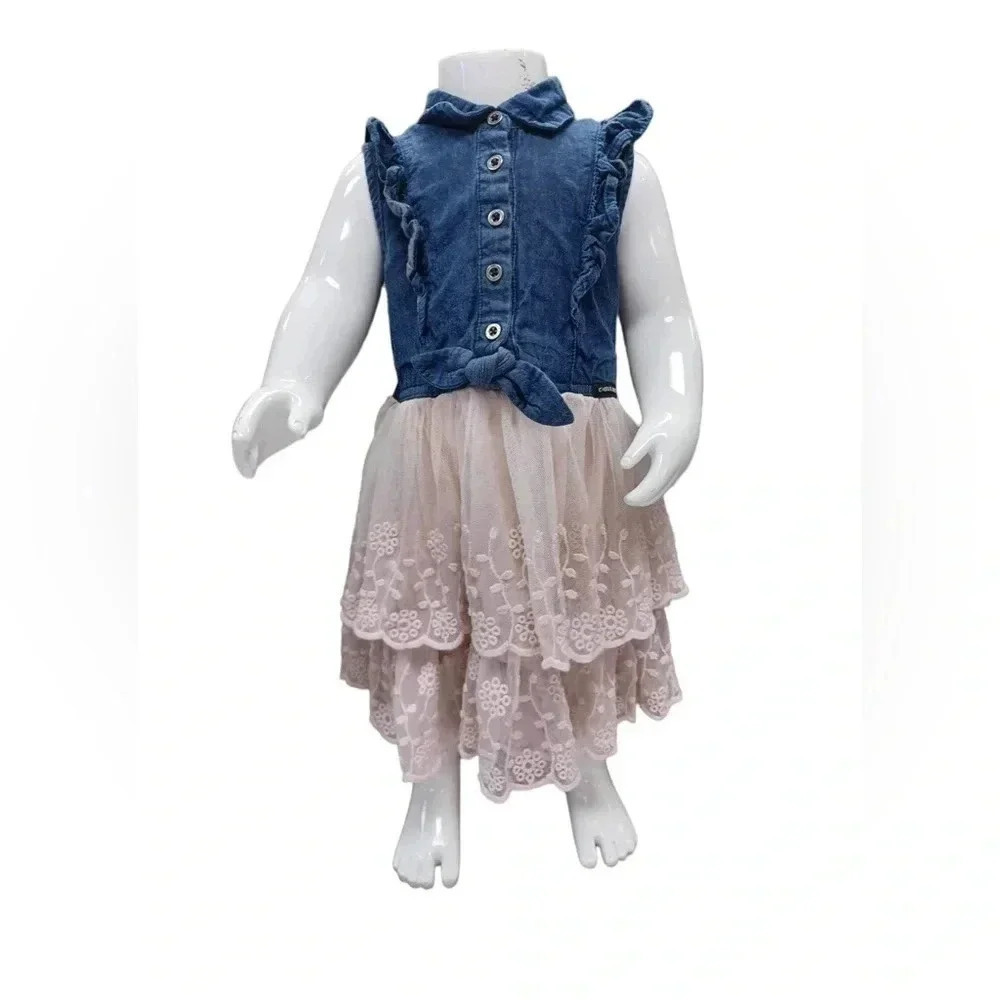 Calvin Klein Jean Tulle Ruffled Dress Size 4